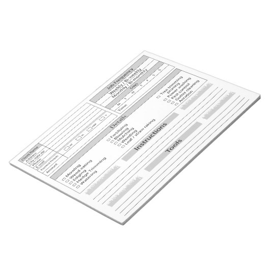 Bloc-note Journal du client du service d'entretien de pelous (Incliné)