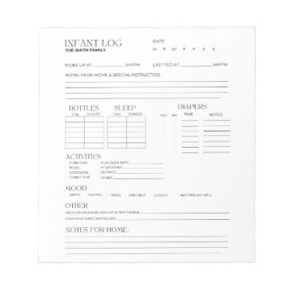 Bloc-note Journal du nourrisson, Suivi du nourrisson, Journa