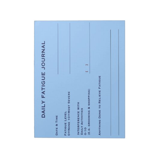 Bloc-note Journal quotidien de fatigue (bleu ciel) (Tourné)