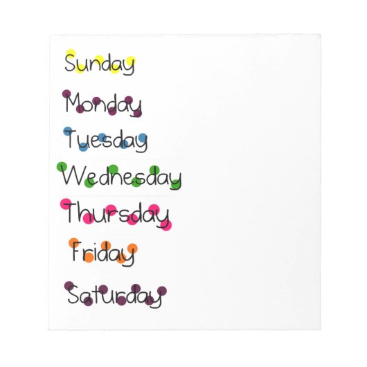 Bloc-note Jours de la semaine (Devant)