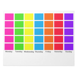 Bloc-note Jours de la semaine Colour Coded Calendrier Outils