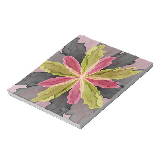 Bloc-note Joy, Vert rose Anthracite Imaginaire Fleur Fractal (Tourné)
