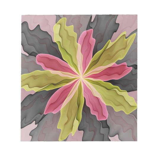 Bloc-note Joy, Vert rose Anthracite Imaginaire Fleur Fractal (Devant)