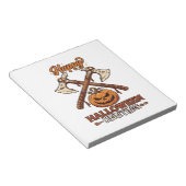 Bloc-note Joyeuse chasse d'Halloween Haches croisées Citroui (Incliné)