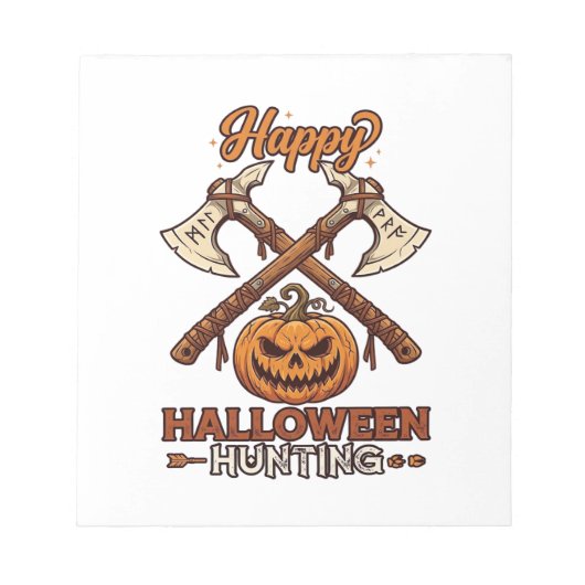 Bloc-note Joyeuse chasse d'Halloween Haches croisées Citroui (Devant)