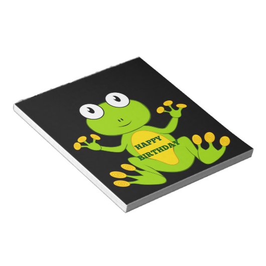 Bloc-note Joyeuse grenouille verte d'anniversaire (Incliné)