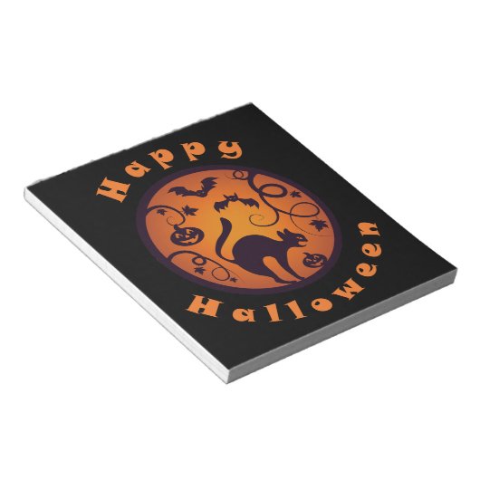 Bloc-note Joyeuse lanterne d'Halloween araignées et chauves- (Incliné)