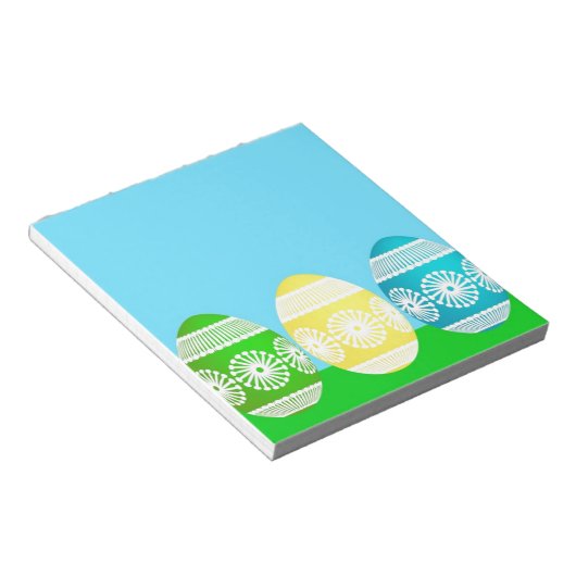 Bloc-note Joyeuse poudreuse de Pâques bleu conception d'oeuf (Incliné)