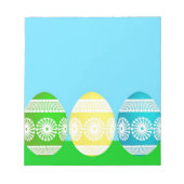 Bloc-note Joyeuse poudreuse de Pâques bleu conception d'oeuf (Devant)