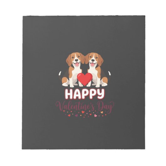 Bloc-note Joyeuse Saint-Valentin Couple de Beagles (Devant)