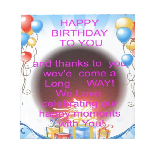 Bloc-note Joyeux anniversaire à vous Art Imprimer (Devant)