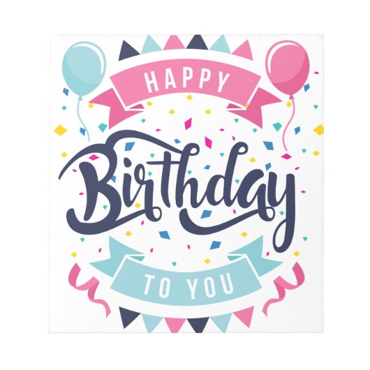 Bloc-note Joyeux anniversaire à vous confetti et le bunt (Devant)