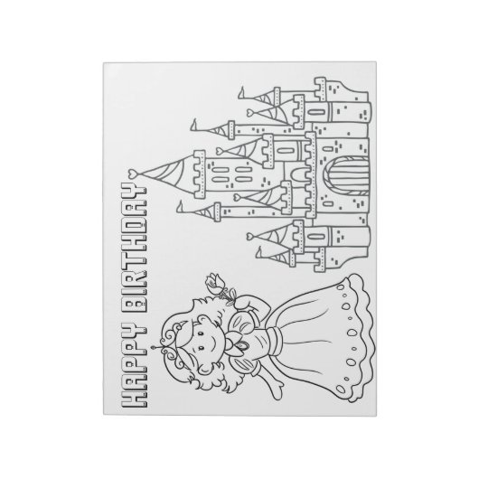 Bloc-note Joyeux anniversaire Princesse Coloration (Tourné)