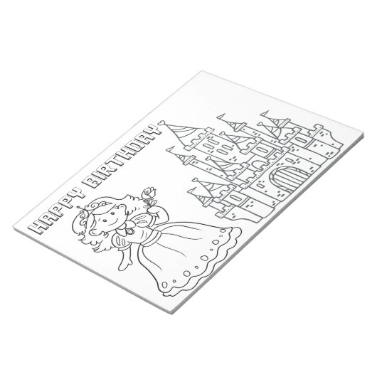 Bloc-note Joyeux anniversaire Princesse Coloration (Incliné)