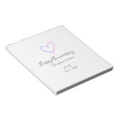 Bloc-note Joyeux anniversaire rose cœur bleu nom date simple (Incliné)