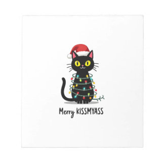 Bloc-note Joyeux Bisousdrôle Chat Lumières de Noël Premium