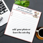 Bloc-note Joyeux Chien ou Photo Personnalisé À Faire Planifi<br><div class="desc">Happy Dog Personnalisé Planificateur Simple Moderne à faire Liste / Planificateur Bloc-notes Et, vous êtes acclamé par le merveilleux Happy Dog (ou peut-être une photo de votre propre) — de vous donner juste cette incitation supplémentaire et beaucoup d'amour le long du chemin (et peut-être quelques sourires également). Toute question de...</div>