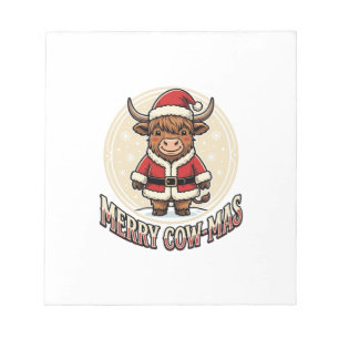Bloc-note Joyeux Cowmas Highland Cow Chemise de Noël Design_