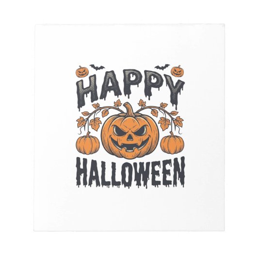 Bloc-note Joyeux Halloween Citrouille Design de Gravure Vint (Devant)