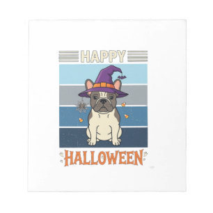 Bloc-note Joyeux Halloween French Bulldog Sorcière Toile d'a