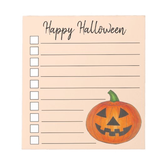 Bloc-note Joyeux Halloween Jack o' Lantern Orange Citrouille (Devant)