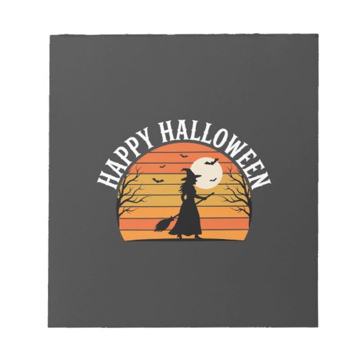 Bloc-note Joyeux Halloween Sorcière Coucher de soleil Design (Devant)