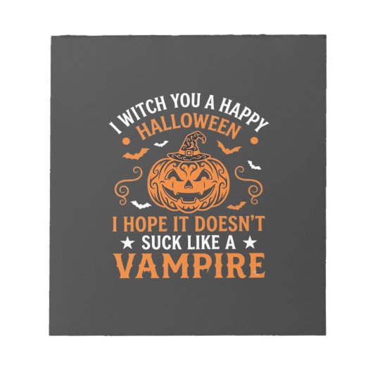 Bloc-note Joyeux Halloween Vampire Citrouille Sorcière Chape (Devant)