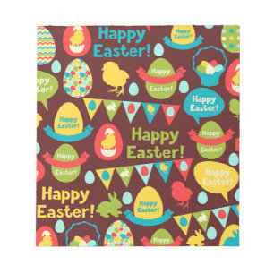 Bloc-note Joyeux jour de Pâques - Lapin et œufs de Pâques mo