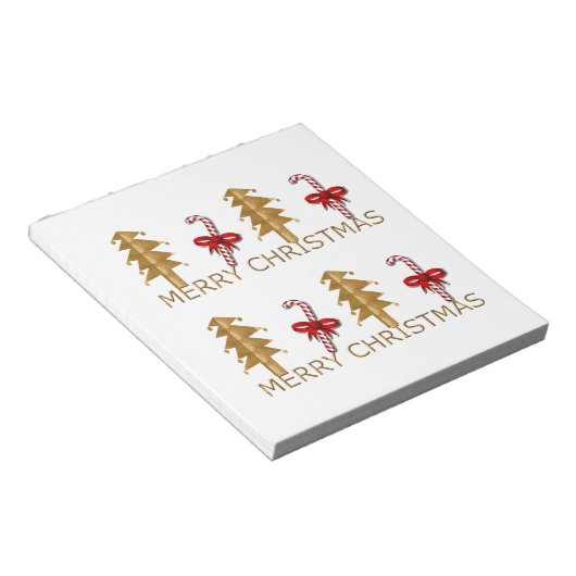 Bloc-note Joyeux Noël Arbre Bonbon or rouge (Incliné)