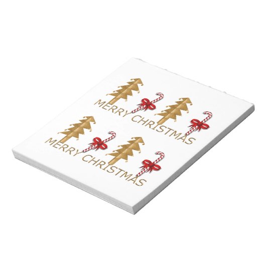 Bloc-note Joyeux Noël Arbre Bonbon or rouge (Tourné)