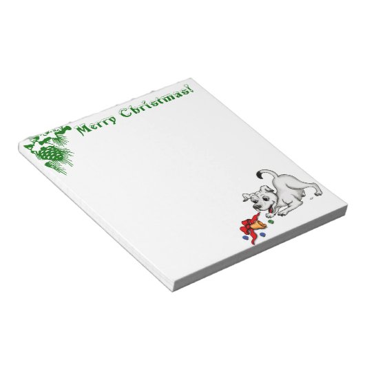 Bloc-note Joyeux Noël ! Chiot avec Bell et Ball (Incliné)