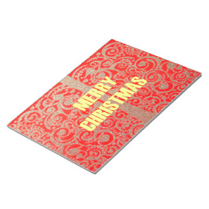 Bloc-note Joyeux Noël Golden Red Parties scintillant Hearts