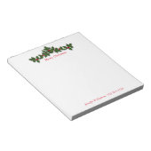 Bloc-note Joyeux Noël Joyeux Vacances Holly Personnalisé (Incliné)