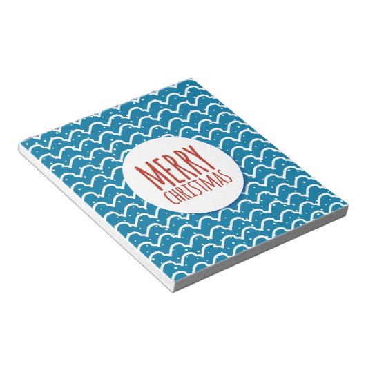 Bloc-note Joyeux Noël Motif sans couture Texture bleue (Incliné)