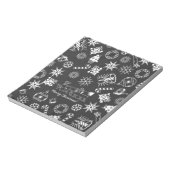 Bloc-note Joyeux Noël Père Noël Symboles, noir et blanc (Tourné)