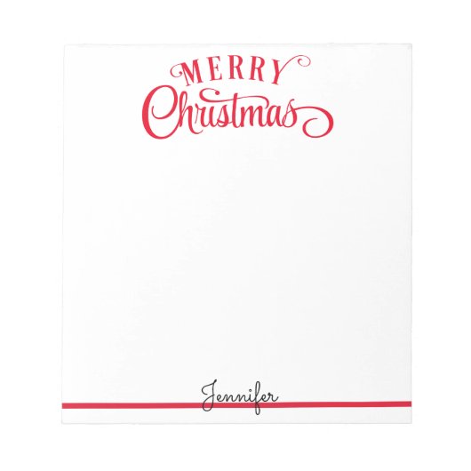 Bloc-note Joyeux Noël Script Ajouter Votre Nom Cadeau Bloc-n (Devant)