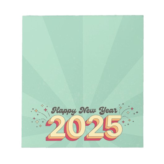 Bloc-note Joyeux Nouvel An 2025 vacances rétro fun texte (Devant)