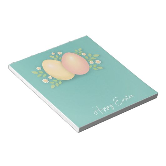 Bloc-note Joyeux oeufs de Pâques en bleu doux (Incliné)