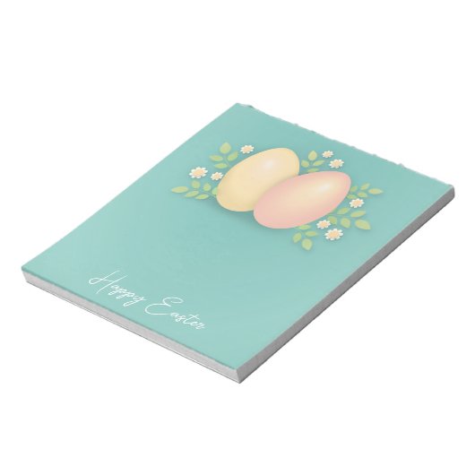 Bloc-note Joyeux oeufs de Pâques en bleu doux (Tourné)