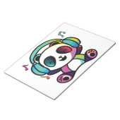 Bloc-note Joyeux Panda avec écouteurs écoutant de la musique (Incliné)