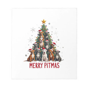 Bloc-note Joyeux Pitmas Pitbull Chien Pull de Noël Moche Tr