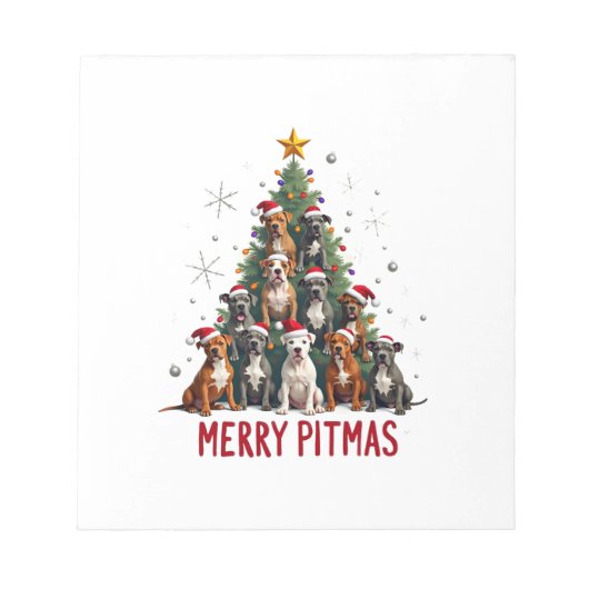 Bloc-note Joyeux Pitmas Pitbull Chien Pull de Noël Moche Tr (Devant)