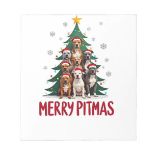 Bloc-note Joyeux Pitmas Pitbull Chien Pull de Noël Moche Tr
