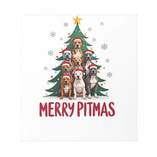 Bloc-note Joyeux Pitmas Pitbull Chien Pull de Noël Moche Tr (Devant)