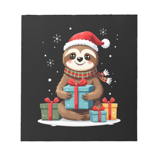 Bloc-note Joyeux Slothmas mignon sloth de Noël chapeau de Pè (Devant)