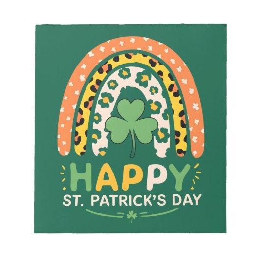 Bloc-note Joyeux St Patrick's Day mignonne Rainbow Leopard (Devant)