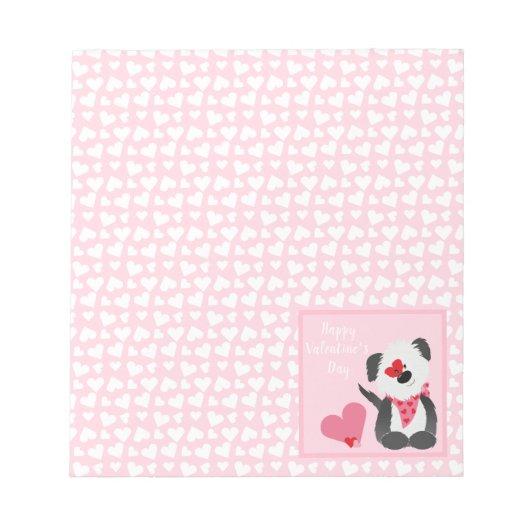 Bloc-note Joyeux Valentines Jour Coeurs de chiot rose (Devant)
