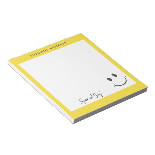 Bloc-note Joyeux visage souriant Étendre Joy Ajouter un nom (Incliné)
