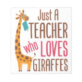 Bloc-note Juste un enseignant qui aime Giraffes Amateur de g (Devant)