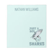 Bloc-note Juste un garçon qui aime Sharks Shark Lover (Devant)